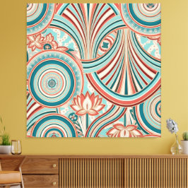Teal und Coral Nouveau-Fluss  Leinwanddruck