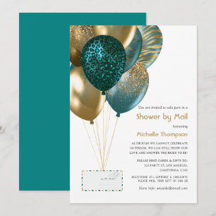 Teal- und Gold-Baby- oder Brautparty per Post Einladung