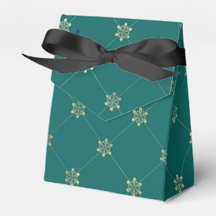 Teal- und Gold-Blumen-Gittermuster Geschenkschachtel