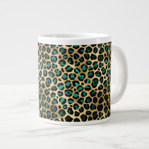 Teal- und Gold-Leoparden-Serien-Design 14 Jumbo-Tasse