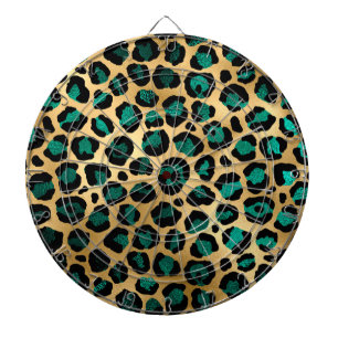 Teal- und Gold-Leopardenserie Design 14   Dartscheibe