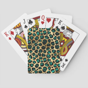 Teal- und Gold-Leopardenserie Design 14 Spielkarten