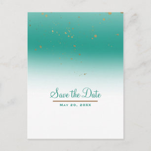 Teal- und Goldene moderne glamouröse Hochzeit - Me Ankündigungspostkarte