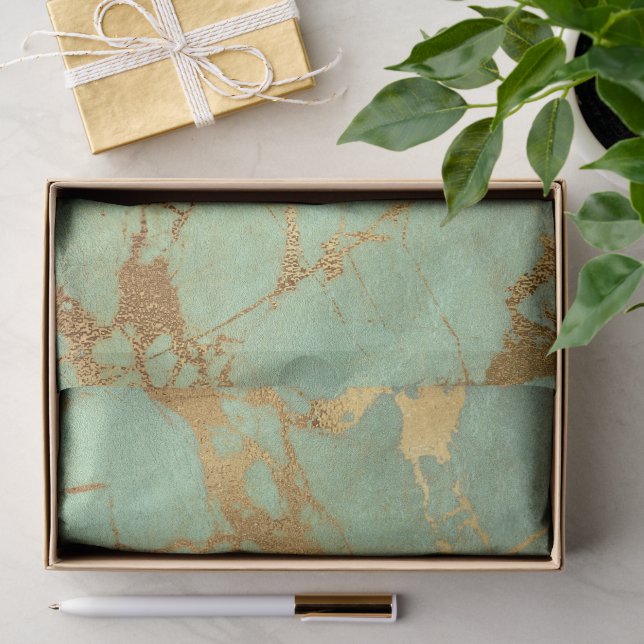 Teal- und Goldmarmor-Geschenkverpackung Seidenpapier (Geschenk)