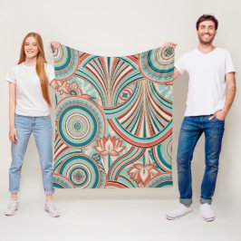Teal und Korallen Nouveau Flow Fleecedecke