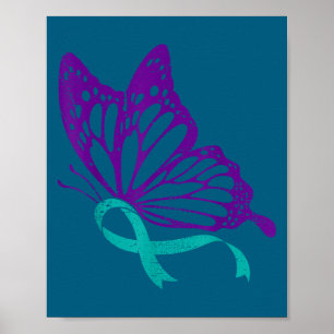 Teal und Lila Band für Suizidpräventionsbewusstsei Poster