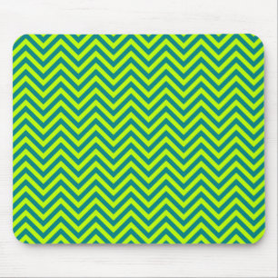 Teal- und Limettengrünes Chevron-Muster Mousepad