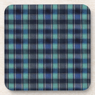Teal- und Marineblaue Tartan-Karo-Muster Kunststof Getränkeuntersetzer