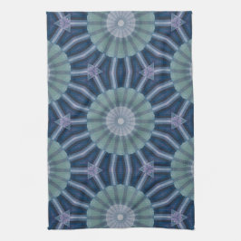 Teal- und Navy-geometrische Kaleidoskop-Muster Geschirrtuch