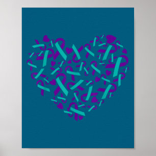 Teal und Purple Rib für das Bewusstsein zur Suizid Poster