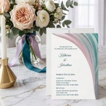 Teal- und Rosé-Seidene Hochzeitseinladung