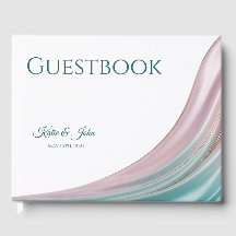 Teal- und Rosé-Seidene Hochzeitsgästebuch mit indi
