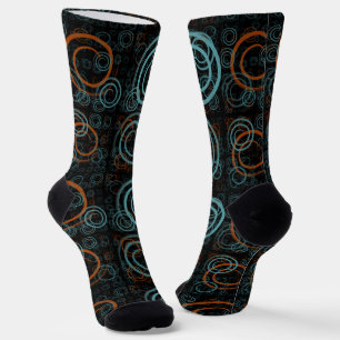 Teal- und Rostfarbenes geometrisches Abstract Socken