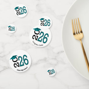 Teal und Schwarz 2026 Abschluss Konfetti