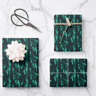 Teal- und schwarze abstrakte Malerei Geschenkpapier Set