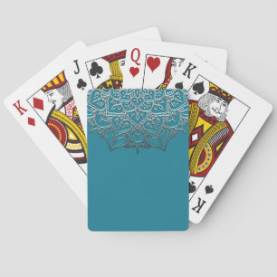 Teal- und Silber-Mandala Elegant Minimalistisch Ma Spielkarten