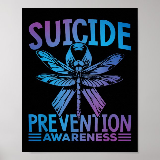 Teal- und violette Schleife für Suizidpräventionsb Poster (Vorne)