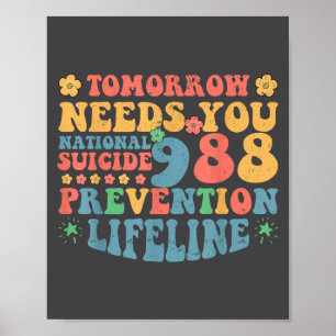 Teal und violette Schleife zur Suizidpräventionsau Poster