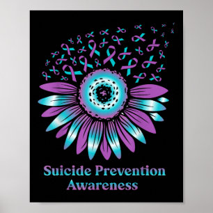 Teal- und violette Sonnenblume zur Sensibilisierun Poster