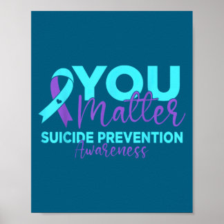 Teal und violettes Band für Suizidpräventionsbewus Poster