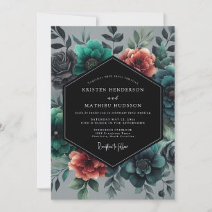 Teal Venetian Flora Hochzeit Einladung