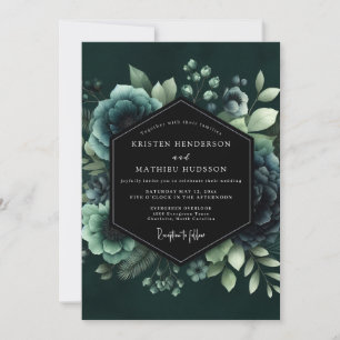Teal Vesperal Blütenhochzeit Einladung