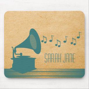Teal Vintage Grammophon-Mauspad Mousepad