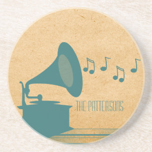 Teal Vintage-Grammophon-Unterlage Getränkeuntersetzer