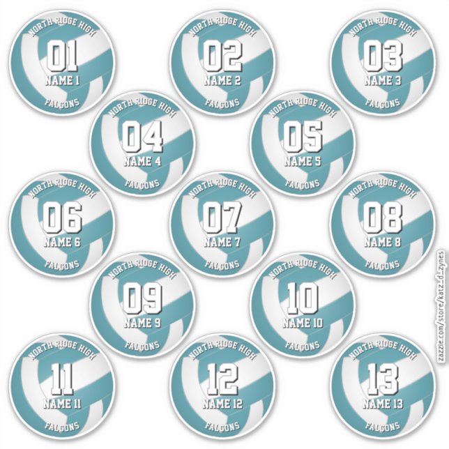 teal volleyball club colors stickers 13 athletes aufkleber (Vorderseite)