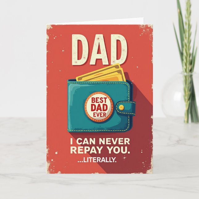 Teal Wallet Dad Illustrationskarte Karte (Vorderseite)