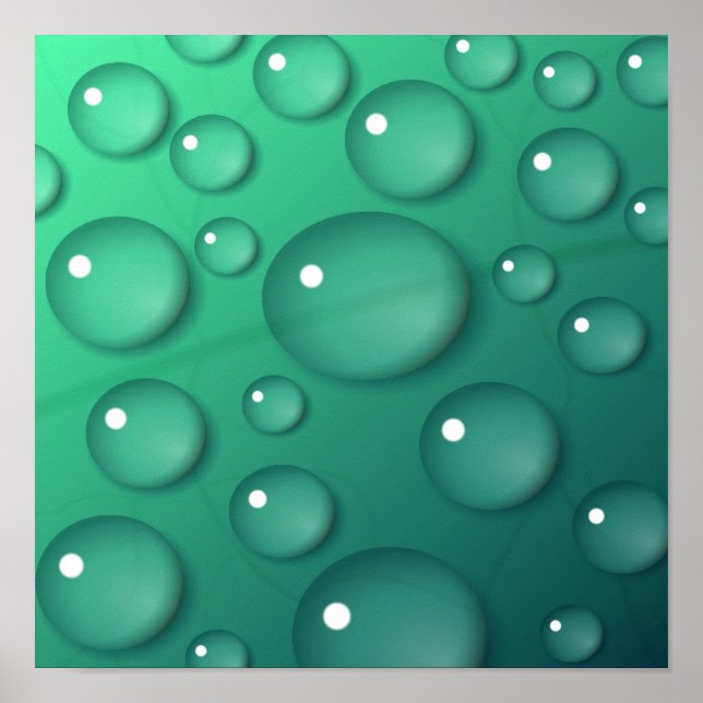 Teal-Wassertropfen-Textur Poster (Vorne)
