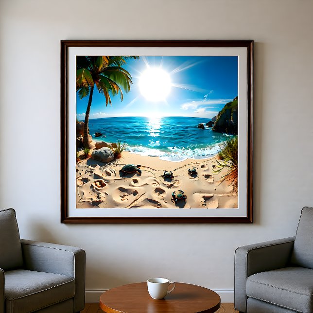 Teal Watercolor Sea Turtle Coastal Zen Fotodruck (Von Creator hochgeladen)