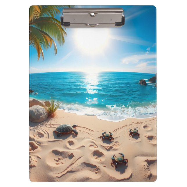 Teal Watercolor Sea Turtle Coastal Zen Klemmbrett (Vorderseite)