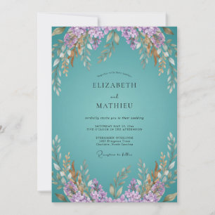 Teal Whimsical Bloom Hochzeit Einladung