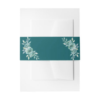 Teal Whisper Blooms Hochzeit Einladungsbanderole
