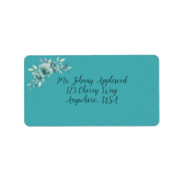 Teal Whisper Blooms Wedding Address Adressaufkleber