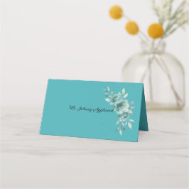 Teal Whisper Blooms Wedding Platzkarte