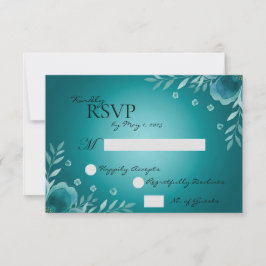 Teal Whisper Blooms Wedding RSVP Karte