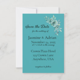 Teal Whisper Blooms Wedding Save The Date