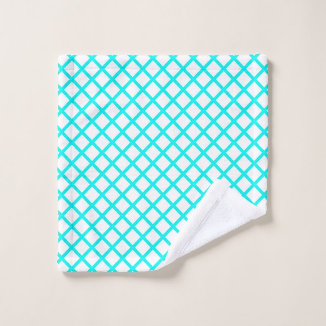 Teal White Harlequin Diamond Stripes Pattern Waschlappen (Waschlappen)