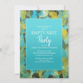 Teal Yellow Green Abstract Empty Nest Party Einladung