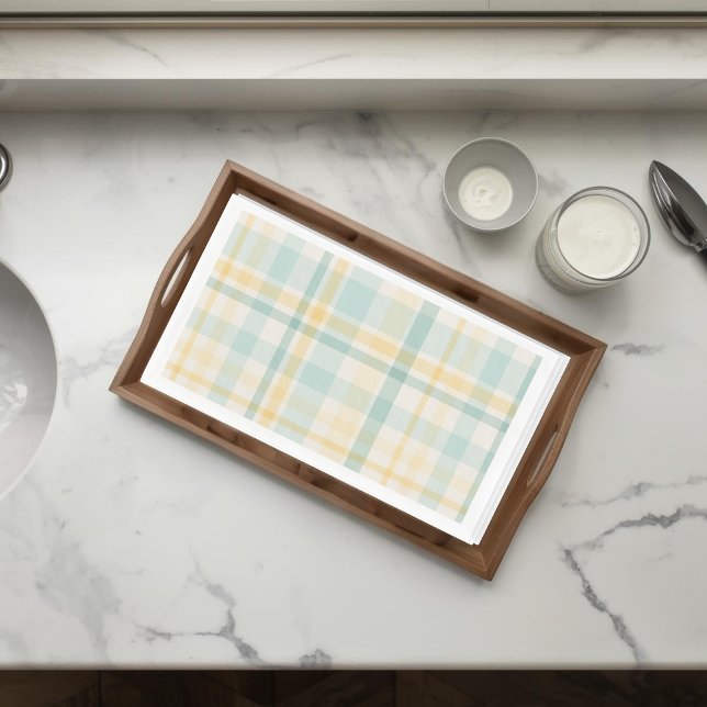 Teal Yellow Plaid Spring Easter Paper Guest Towels Serviette (Von Creator hochgeladen)