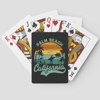 Teal Yellow Retro California Beach Typography  Spielkarten
