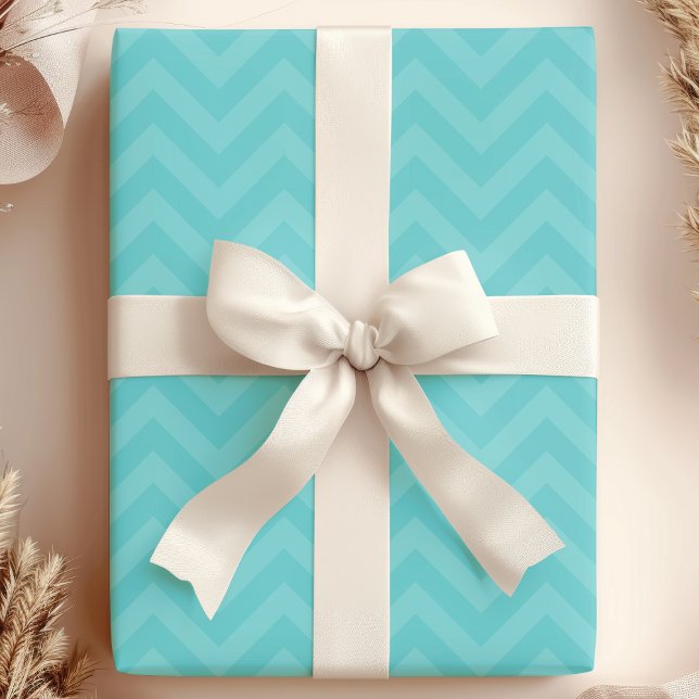 Teal-Zickzack-Moderne Chic Geschenkpapier (Von Creator hochgeladen)