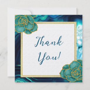 Tealblaue Achat-Blumenhochzeit Einladung