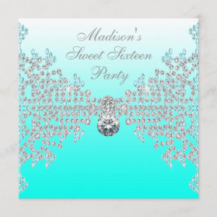 Tealblaue Ombre Sweet 16 Party Einladung