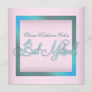 Tealblaue rosa Bat-Mizwa-Einladungen Einladung