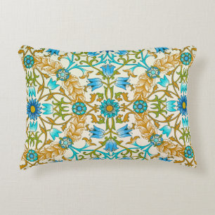 Tealblaue & Senfgelbe William Morris Reben Arts  Dekokissen