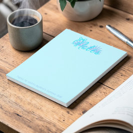 Tealblaue und blaue Schleife mit Sonnenstrahl Notizblock