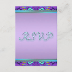 Tealblaue violette RSVP-Vorlage RSVP Karte